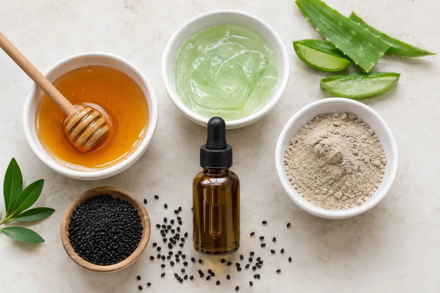 Natural Skincare Ingredients Flat Lay 4